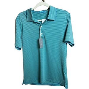 J. McLaughlin Blue and Green Striped Polo Shirt